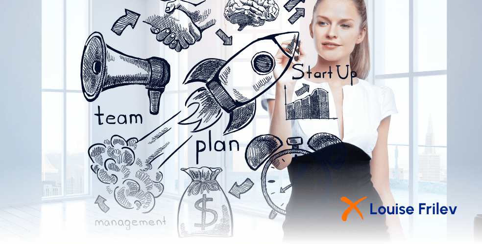 Billede af kvinde der tegner idéer. X Louise Frilev